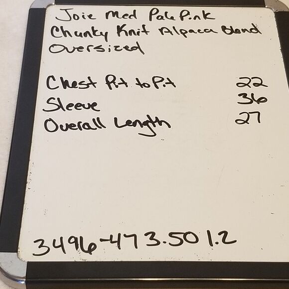 JOIE M Sweater Nebi Marled Alpaca Wool Blend Pink V-Neck Oversized Chunky Preppy - Picture 8 of 8